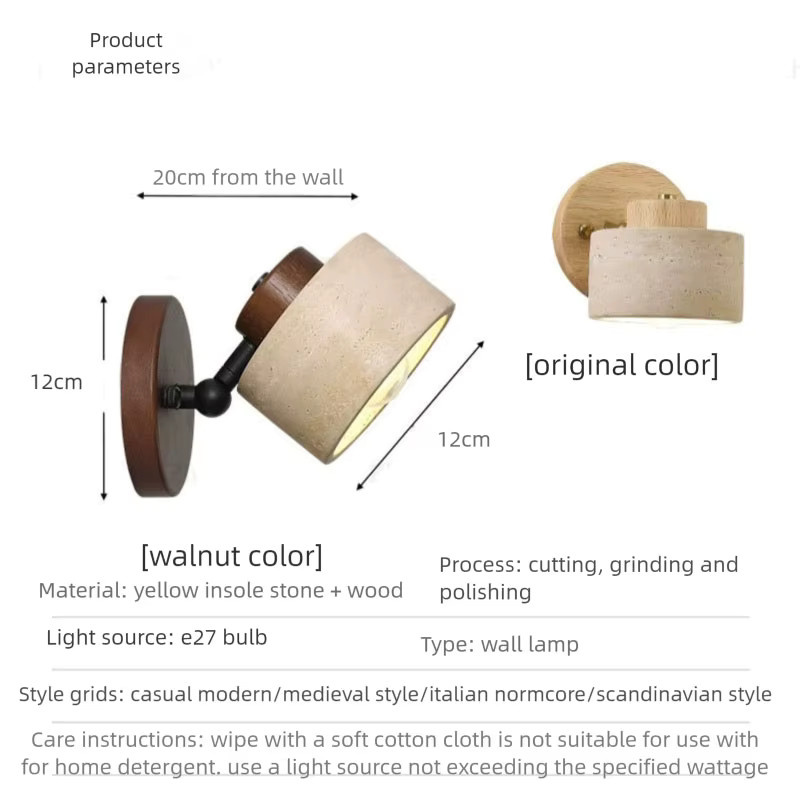 Gelbe Wabi-Sabi Wandlampe im japanischen Stil mit Schalter, verstellbare Retro-Leuchte für Schlafzimmer und Home-Office, Warmweiß - Bild 2