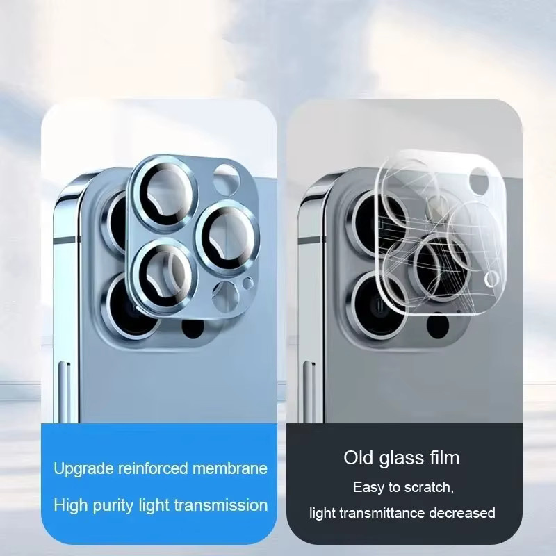 Kamera Objektiv Schutz aus gehärtetem Glas mit Metallrahmen für iPhone 13, 12 Pro Max, 11 Pro und 12 Mini in Schwarz - Bild 5