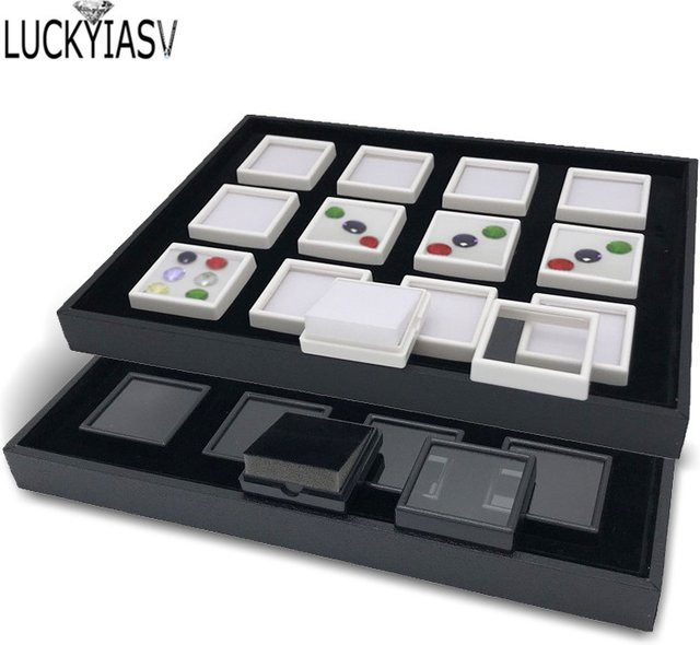 Edelstein Schmuck Display Organizer von luckyiasv mit Tablett in Schwarz aus Kunststoff - Bild 1