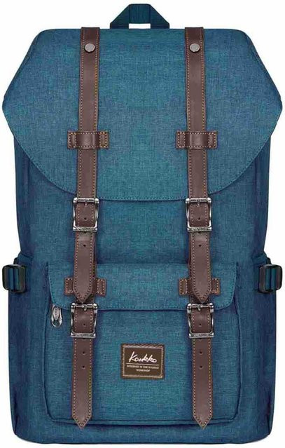 KAUKKO Vintage Reise Laptop Rucksack für 15,6 Zoll Outdoor Rucksack aus Canvas in Blau - Bild 1