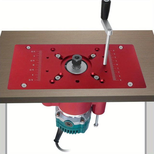 FNICEL Router Lift System mit Router Tisch Einsatzplatte in Rot für elektrische Trimmmaschinen - Bild 1