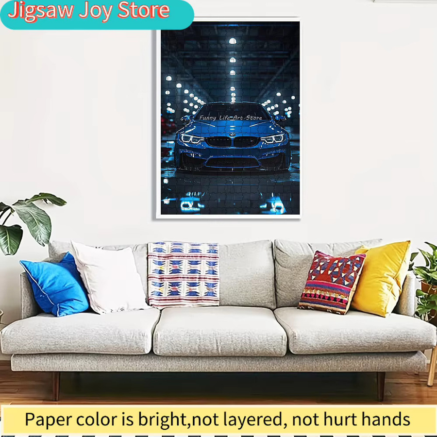 Rastar BMW M4 Sportwagen mit Tiefgarage, Papier-Puzzle, Blau - Bild 4