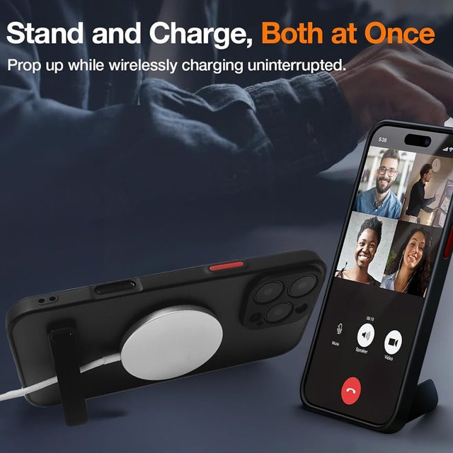 UYUXIO Magnetische Handyhülle mit Ständer und Kickstand für iPhone 17 16 15 14 Pro Max 13 12 11 in Schwarz - Bild 1