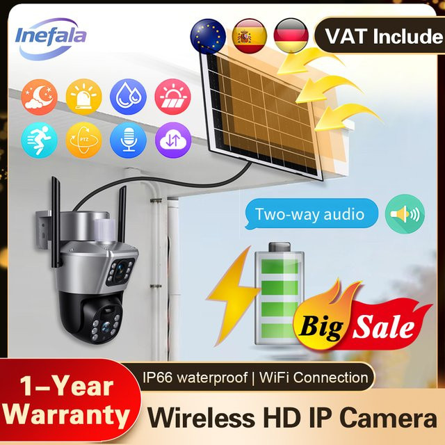 Podofo V380PRO 6MP HD Kabellose Solarkamera mit WiFi und SIM-Karte, 4K IP-Netzwerkkamera mit PIR Menschenerkennung und IP66 Schutzklasse - Bild 1