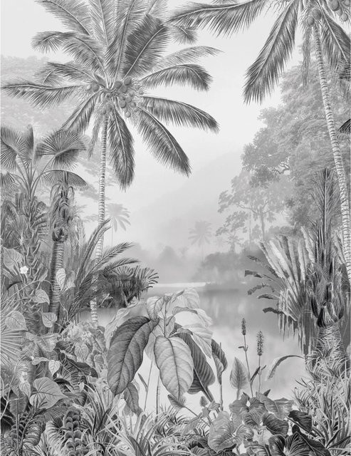 Komar Fototapete Vlies Tropical in Black & White, Breite: 200 cm, Höhe: 280 cm - Bild 1