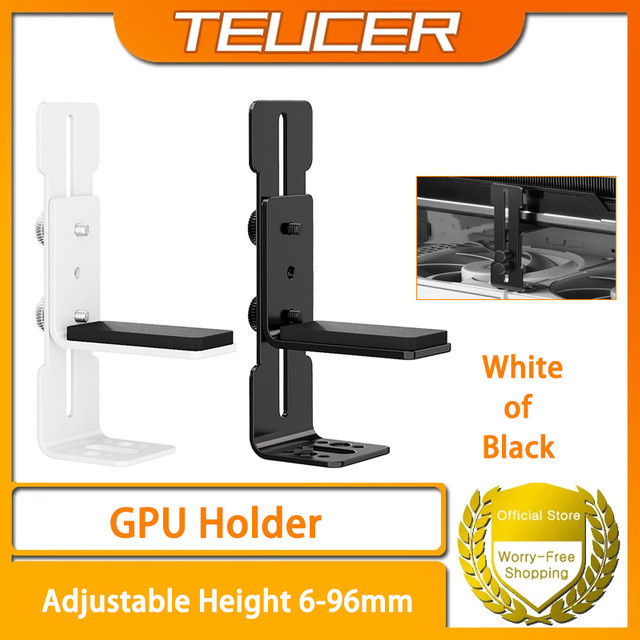TEUCER GPU-Lüfter Halterung aus Metall in Weiß, höhenverstellbar für RTX-Grafikkarten, 6–96 mm - Bild 1