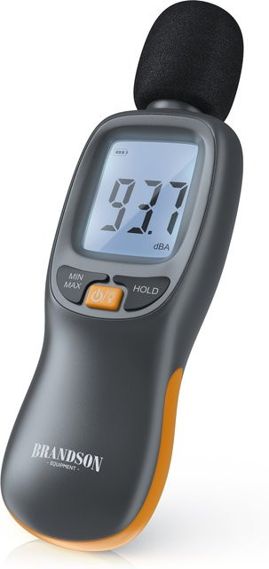 Brandson digitales Schallpegelmessgerät mit Windschutz und LCD-Display in Grau, Messbereich 35 dB(A) bis 130 dB(A) - Bild 1