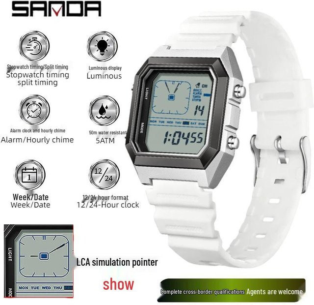 SANDA Digitaluhr, Grau, Kunststoff, Silikon, Kinder - Bild 1