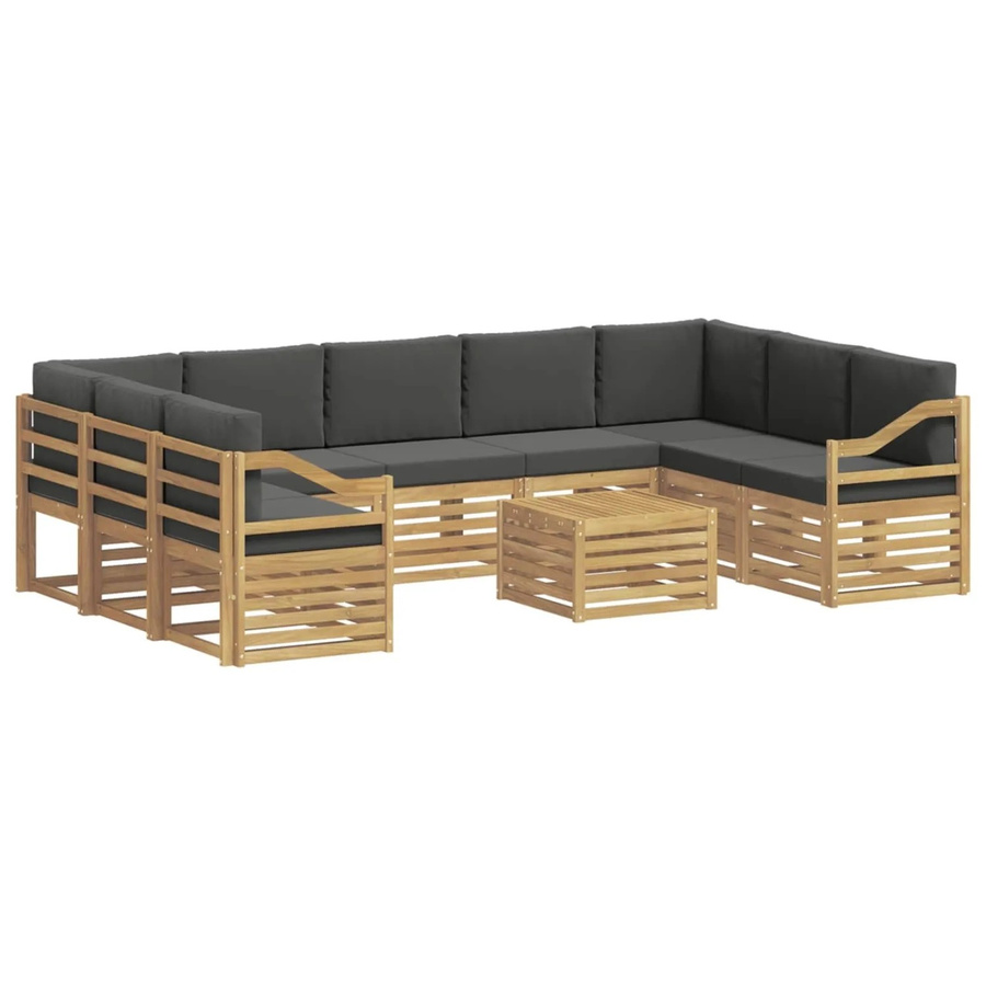 vidaXL Outdoor-Sofagarnitur 8-teilig in L-Form aus Akazienholz mit Polstern, Weiß und Anthrazit, B/T/H: 59 x 59 x 37 cm - Bild 2