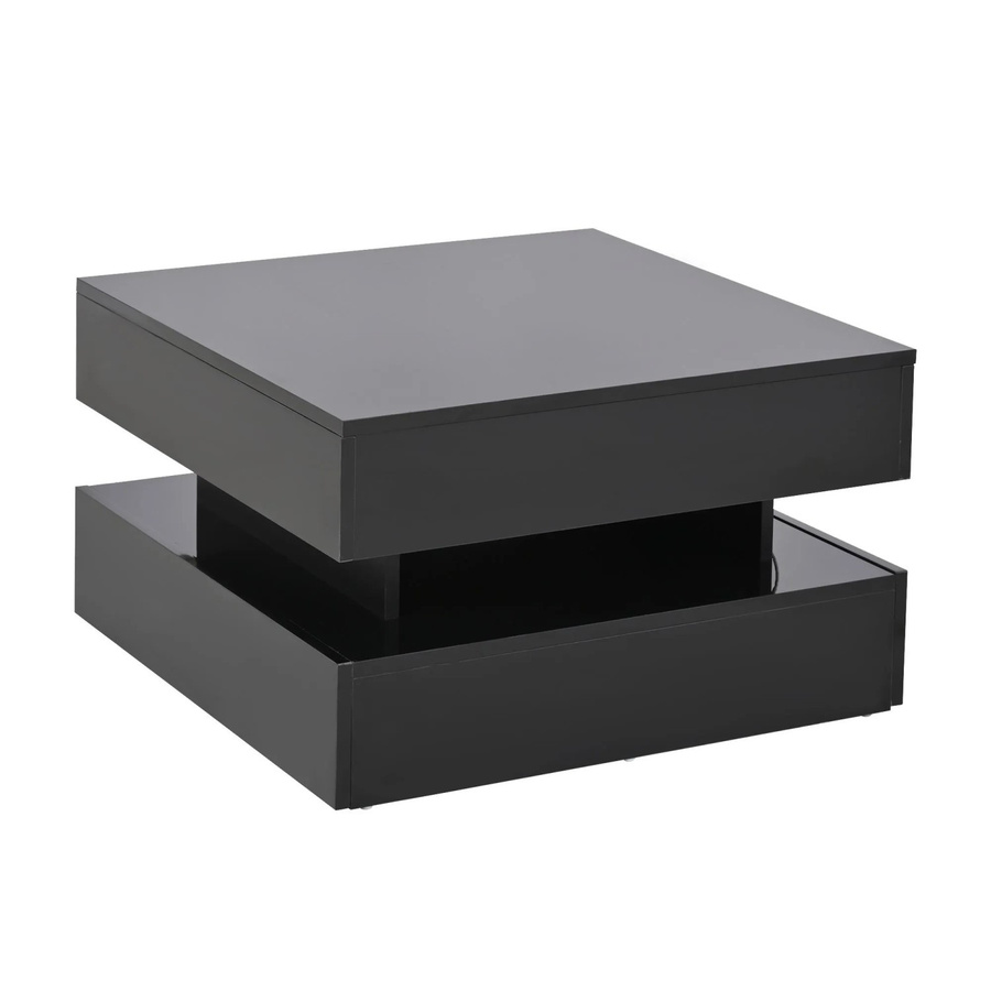 okwish Wohnzimmertisch in Schwarz mit Anhebe-Mechanismus und 2 Schubladen, B/T/H: 65 x 65 x 52,5 cm - Bild 2