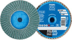 PFERD COMBIDISC Zirkon Mini-POLIFAN CD Schleifscheibe Blau Ø 75 mm für gehärteten Stahl - Bild 1