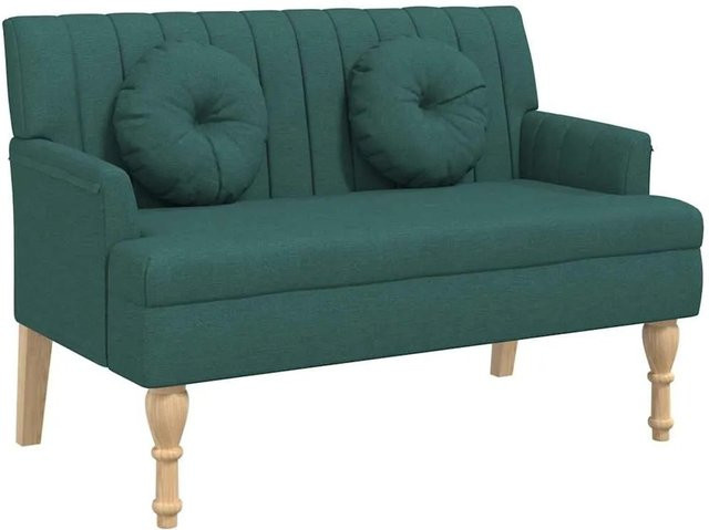 vidaXL Sitzbank mit Kissen in Dunkelgrün im Antik-Stil aus Rubberwood, B/T/H: 113 x 64,5 x 75,5 cm - Bild 1