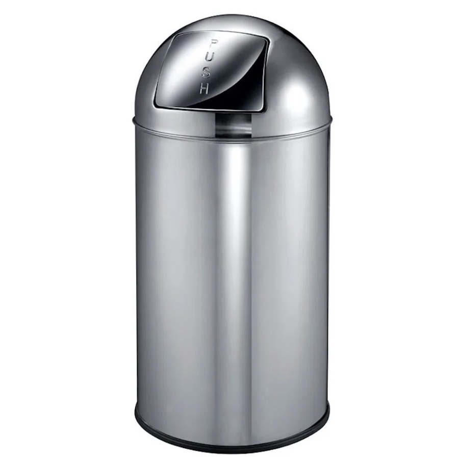 PROREGAL Abfallbehälter mit Pushdeckel und Inneneimer aus Metall in Edelstahl und Silber, Volumen: 40 Liter, H x B x T: 74 x 34 x 34 cm - Bild 2