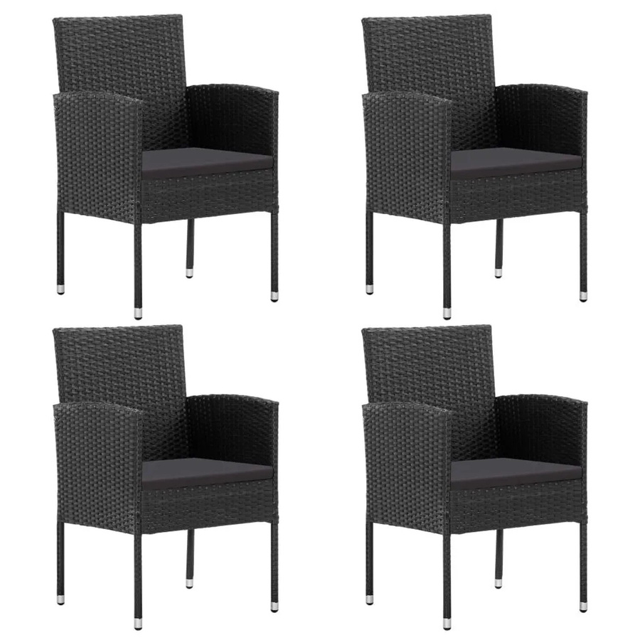 Furnicato Gartenstuhl aus Polyrattan in Schwarz mit Armlehnen und Polsterkissen, B/T/H: 52 x 56 x 88 cm - Bild 2