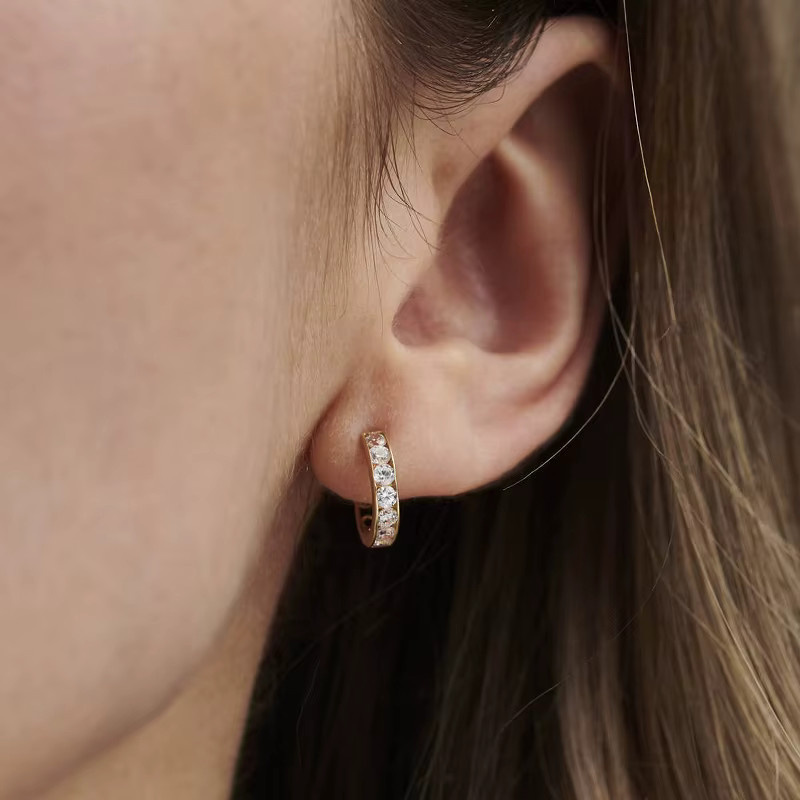 Huitan Creolen, Gold, Zirkonia, Damen - Bild 2