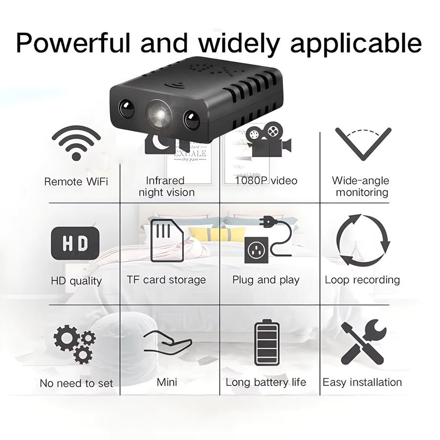 BESY Mini Drahtlose Wifi Kamera XD Smart Home Video Recorder mit 720P Auflösung und Nachtsicht in Schwarz - Bild 6