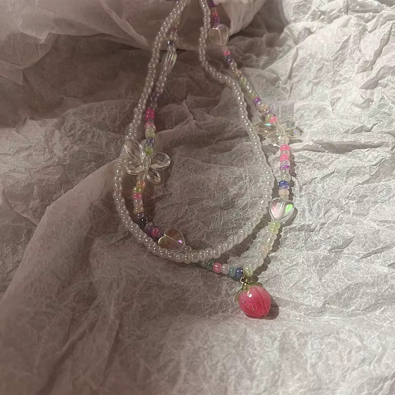imixlot Halskette Erdbeere, Perle, Silber, Damen, Kinder - Bild 1