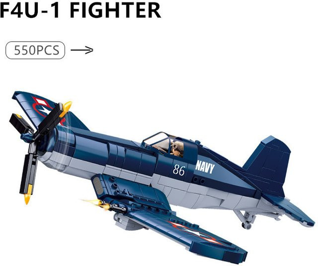Sluban WW2 Pacific Storm Military F4U-1 Pirate Fighter, Bausteine, 550 Teile - Bild 1