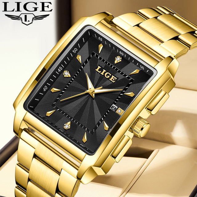 LIGE Armbanduhr Quarz, Edelstahl, Gold, Herren - Bild 1