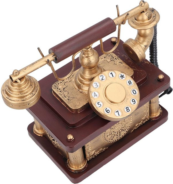 OutsideWorld Retro-Telefon Ornament in Beige und Gold als Vintage-Dekoration für Café, Laden oder Bar - Bild 1