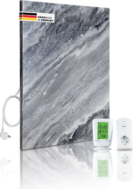 Qarama Naturstein Infrarotheizung 500 Watt mit Digitalthermostat in Grau - Bild 1