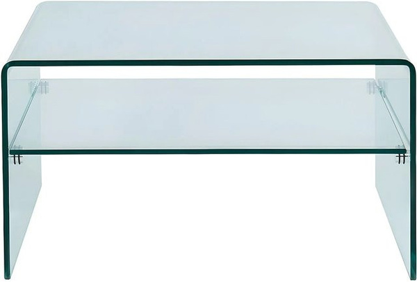 Vente-unique Couchtisch Stileos aus Sicherheitsglas in Transparent, quadratisch, Breite: 80 cm, Tiefe: 80 cm, Höhe: 43 cm