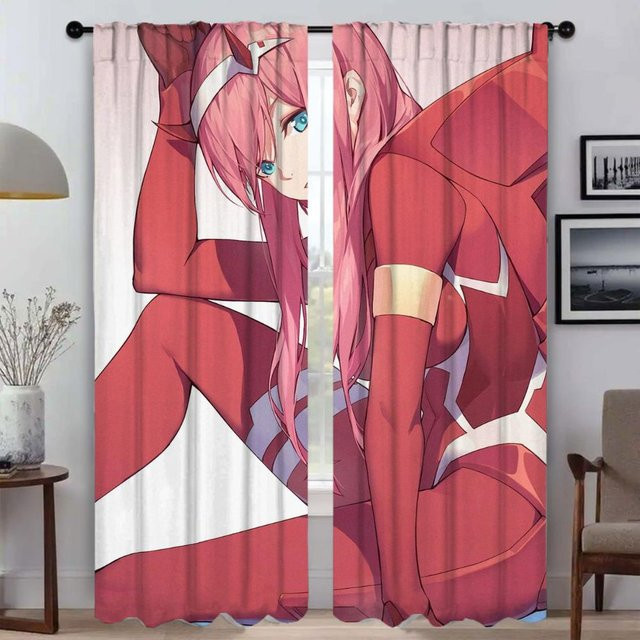 Zero Two Halloween Dekoration Fenstervorhänge im 2er-Set, halbtransparent, mehrfarbig, B: 50 cm, H: 70 cm - Bild 1