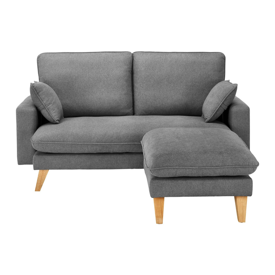 Bessagi Home Ecksofa Illa in Grau mit Leinenoptik und passendem Ottoman - Bild 2