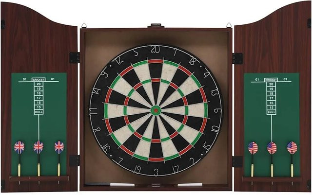 vidaXL Professionelles Dartboard Set aus Sisal mit Schrank und 6 Dartpfeilen mit Messingspitzen - Bild 1