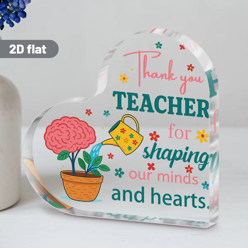 CIFBUY 2D Herz-Acrylschild als Dankeschön-Dekoration in Transparent und Weiß mit Typografie-Design - Bild 2
