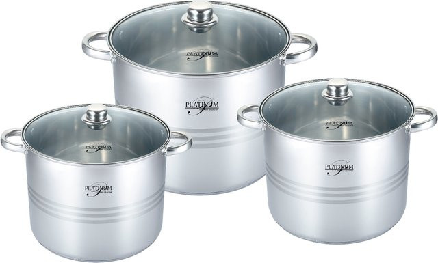 6-teiliges Edelstahl Kochtopf Set COFI 1453 in Silber, unbeschichtet - Bild 1