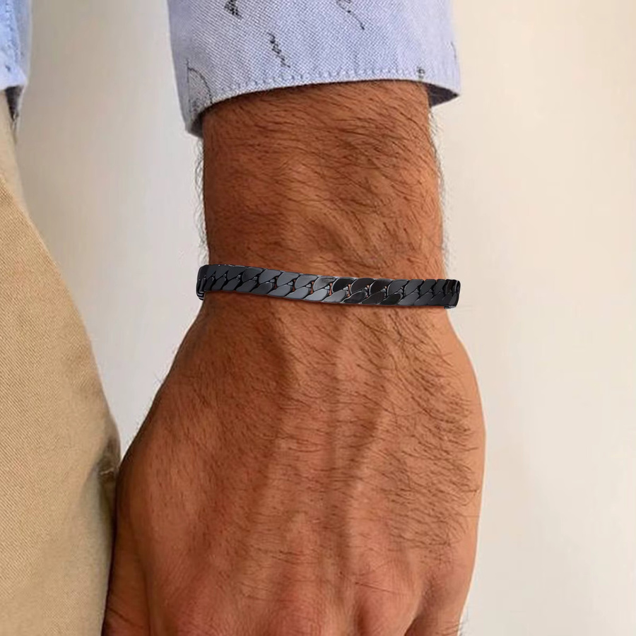 Vnox Armband, Edelstahl, Schwarz, Herren - Bild 2