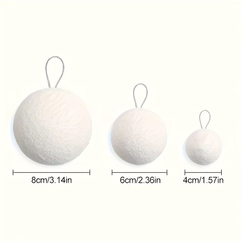 6 Stück weiße Schneeball-Hängeornamente aus Schaumstoff für deine Weihnachtsdekoration - Bild 3