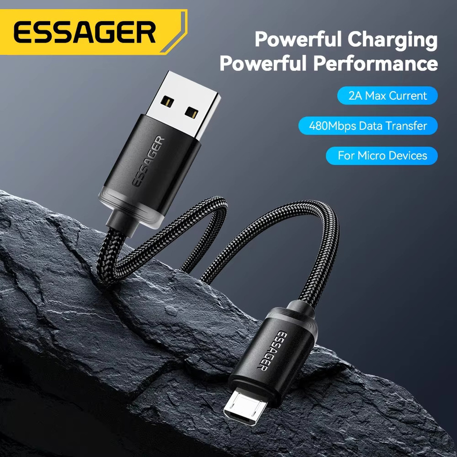 Essager Micro-USB-Schnellladekabel 2A in Schwarz, Länge: 3 m - Bild 2
