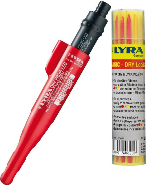 vasalat Lyra Dry Profi LED Tieflochmarker Set mit Ersatzminen in Graphit, Gelb und Rot - Bild 1