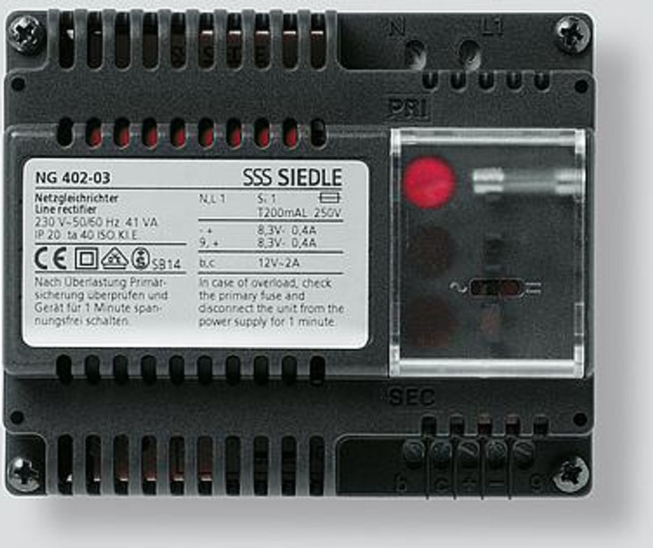 Siedle Netzgleichrichter NG 402-03 Schwarz 230V/12VAC - 8,3VDC - Bild 2
