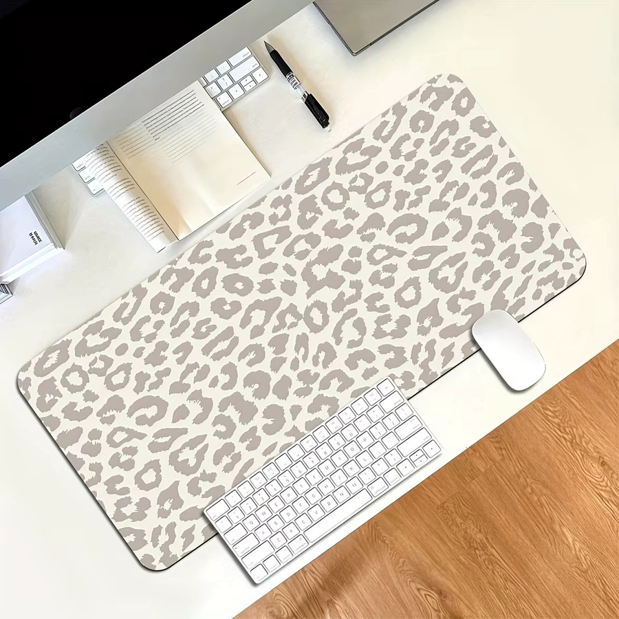 Mairuige XL/XXL Computer-Tastatur und Mauspad im Leopard-Design, Beige/Braun/Weiß - Bild 2