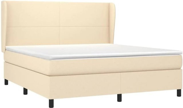 vidaXL Boxspringbett Hybrid mit Matratze und Taschenfederkern in Creme/Beige, B/T/H: 160 x 200 x 118 cm - Bild 1