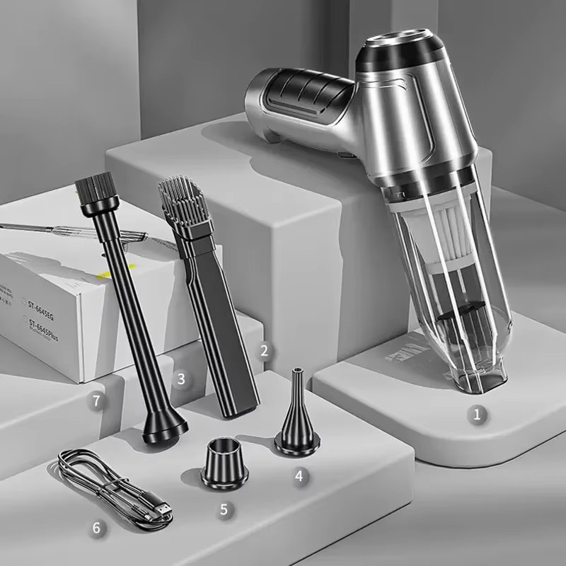 EAFC Kabelloser Mini-Staubsauger 120 W, Tragbarer Nass- und Trockenstaubsauger für das Fahrzeug in Silber - Bild 2