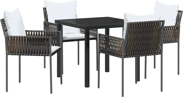 vidaXL Garten Essgruppe 5-teilig aus Poly-Rattan und Stahl in Braun mit Glastisch - Bild 1