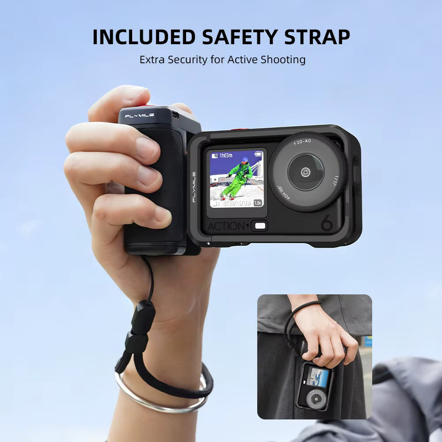 SZKOSTON Kamera-Griff mit Schnellverschluss und Bluetooth-Auslöseknopf für DJI Action 6, Action 5 Pro und Action 4 in Schwarz - Bild 5