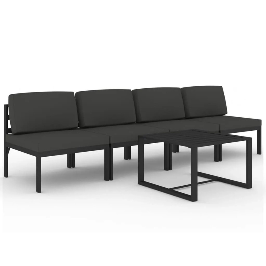 vidaXL 5-teiliges Garten-Lounge-Set aus Aluminium mit Kissen in Anthrazit - Bild 2