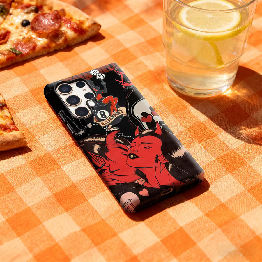 Hotter Than Hell Handyhülle für Samsung Galaxy S25 Ultra, S24 und S23 Ultra Plus mit glänzender doppellagiger Rückseite in Multicolour - Bild 3
