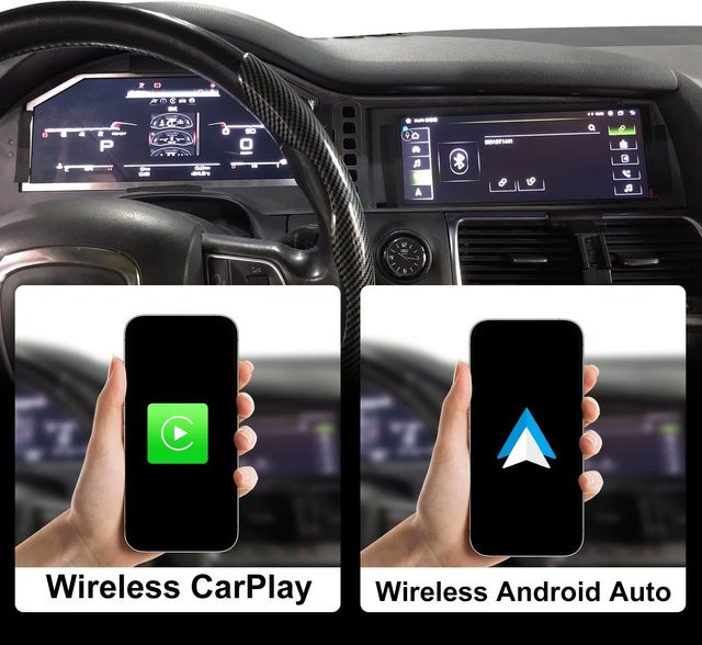 YANFU Dual Screen Virtual Cockpit Android 14 mit Wireless CarPlay für Audi A6 C6 4F und Q7 4L 2005-2015, Digitale Instrumenteneinheit, 23 Zoll, Schwarz - Bild 1