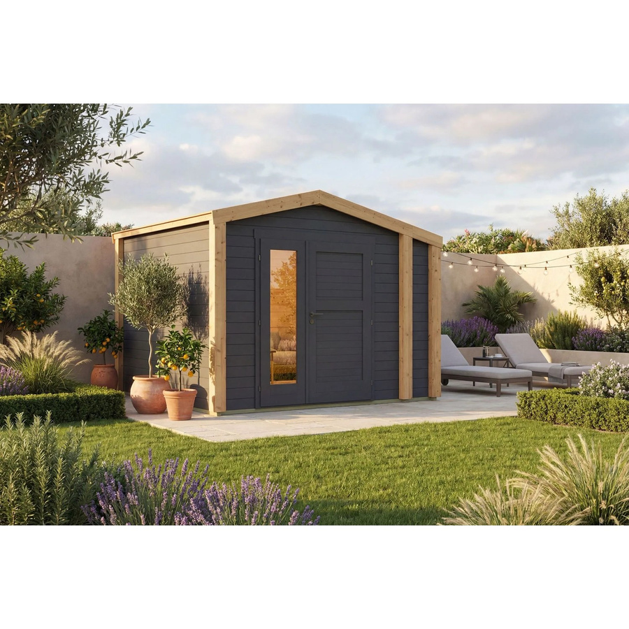 Weka Holz-Gartenhaus Killarney mit Satteldach in Anthrazit-Eiche, B: 311 cm, T: 263 cm, H: 241 cm - Bild 2