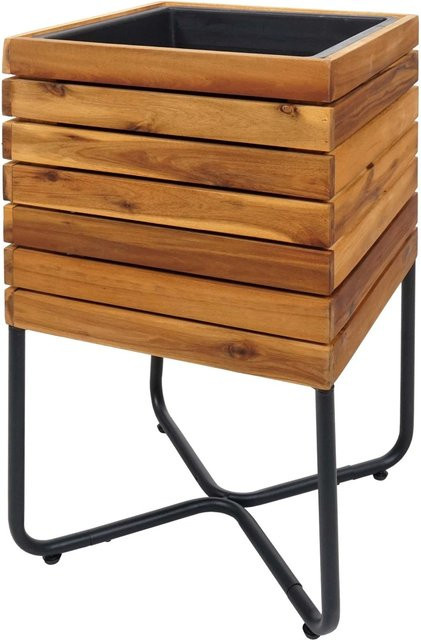 PROREGAL Pflanzkasten aus Akazienholz und Stahl in Braun, quadratisch für Outdoor und Garten, H x B x T: 60 x 33 x 33 cm - Bild 1