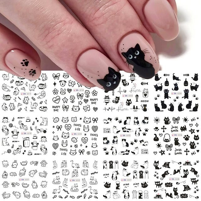Full Beauty Nagelwasseraufkleber, schwarze Katze, Matt, Unisex - Bild 1