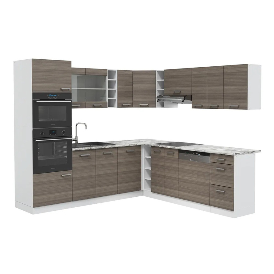Vicco R-Line Eckküche Einbauküche in Weiß und Edelgrau B/T/H: 247 x 60 x 213,25 cm - Bild 3