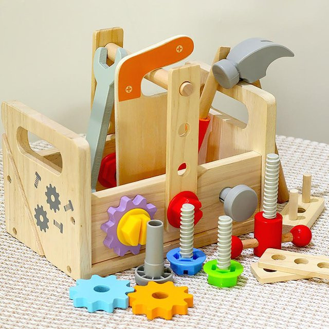 Kidsly Werkzeugbank aus Holz, Montessori-Spielzeug, ab 2 Jahren - Bild 1
