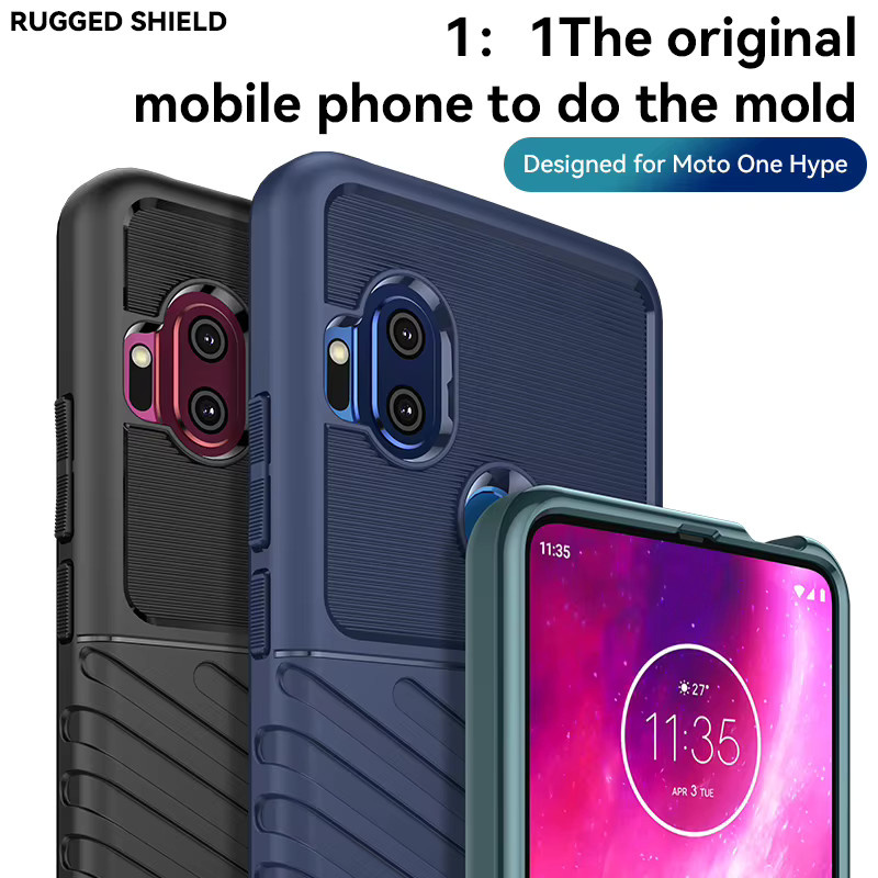 Stoßfeste Silikon-Handyhülle für Motorola Moto One Hyper in Schwarz mit weichem TPU-Schutz - Bild 3